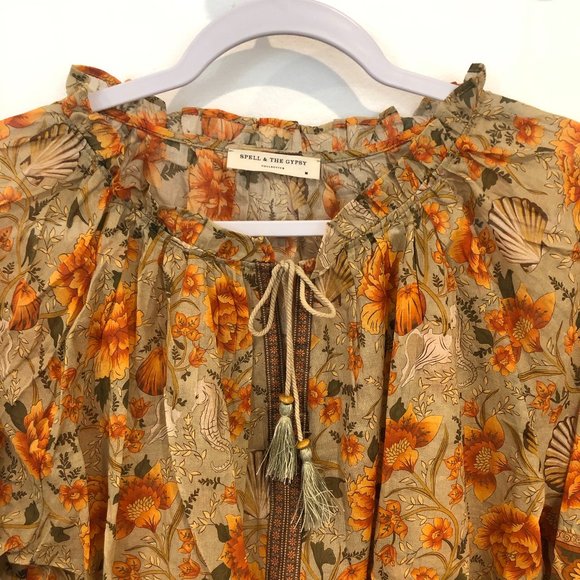 Spell & the Gypsy Seashell Blouse NEW Floral Top - Picture 5 of 16